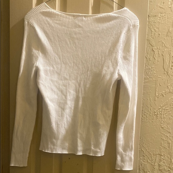 White Ribbed Long Sleeve Top - Picture 6 of 6